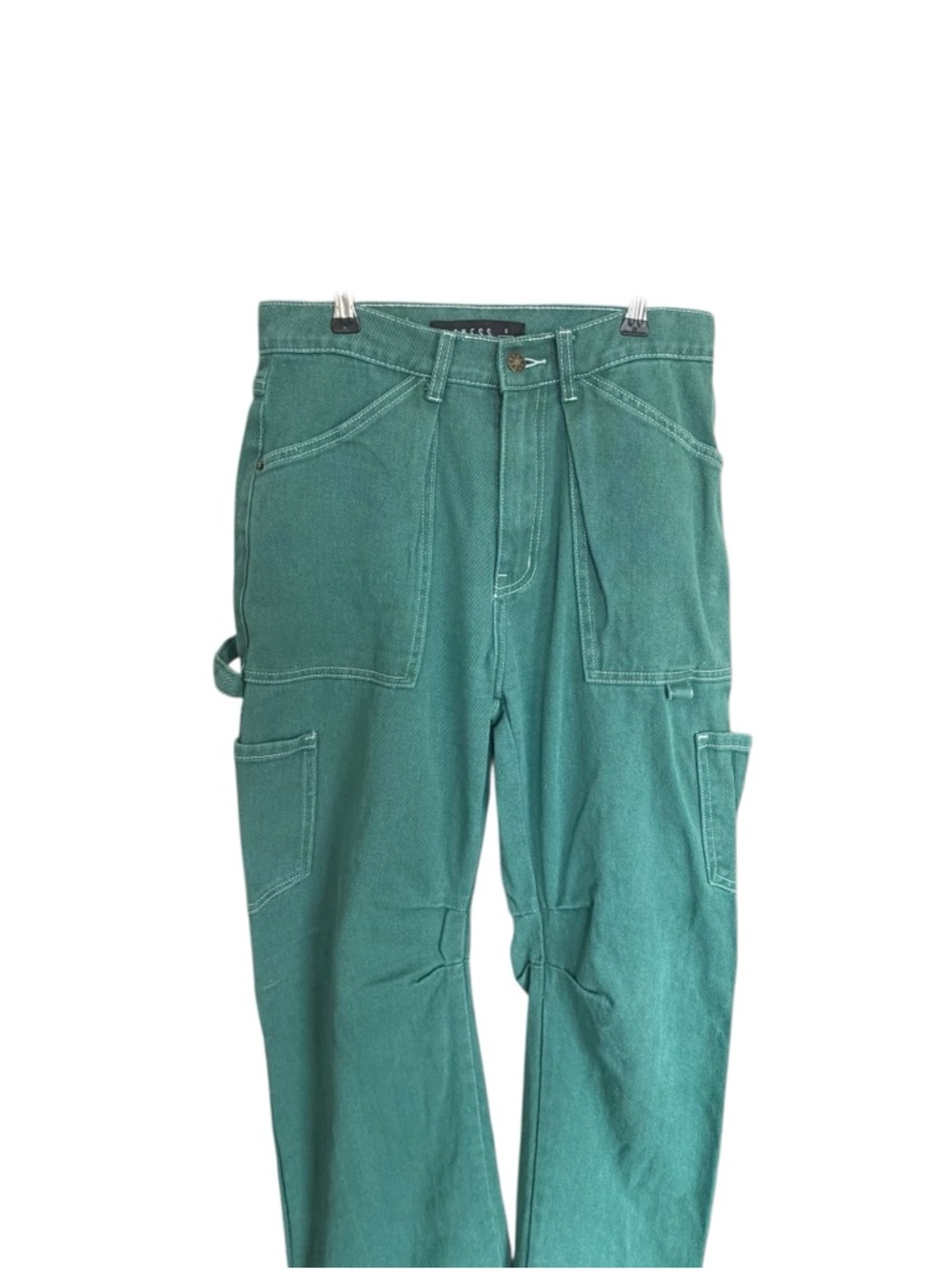 Lioness Miami Vice Sage-Green Cargo Jeans High-Rise Wide Leg Baggy Fit Pants - Picture 7 of 16